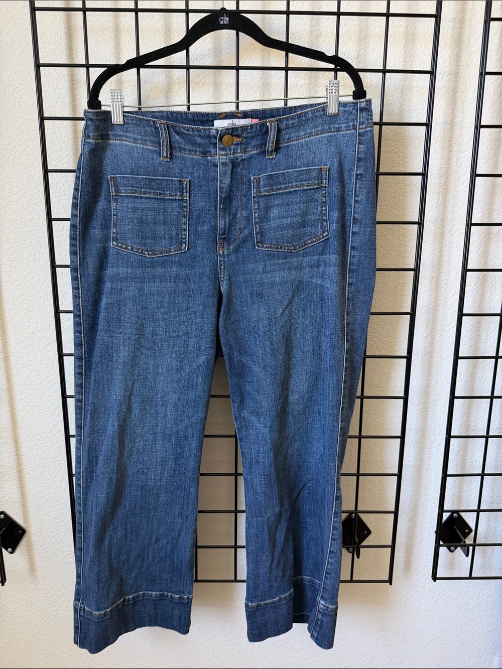 cabi Carmel Crop Blue Straight-Leg Denim Pants